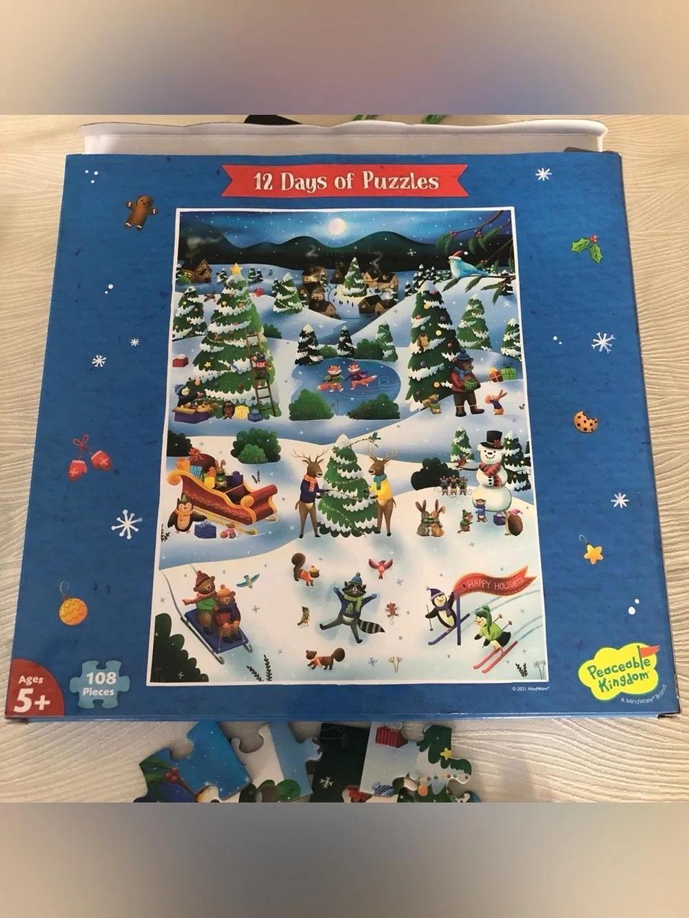 Peaceable Kingdom 12 Days of Puzzles 108 Pieces - Complete